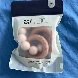 AEIOU Teether Beech wood and silicone NEW
